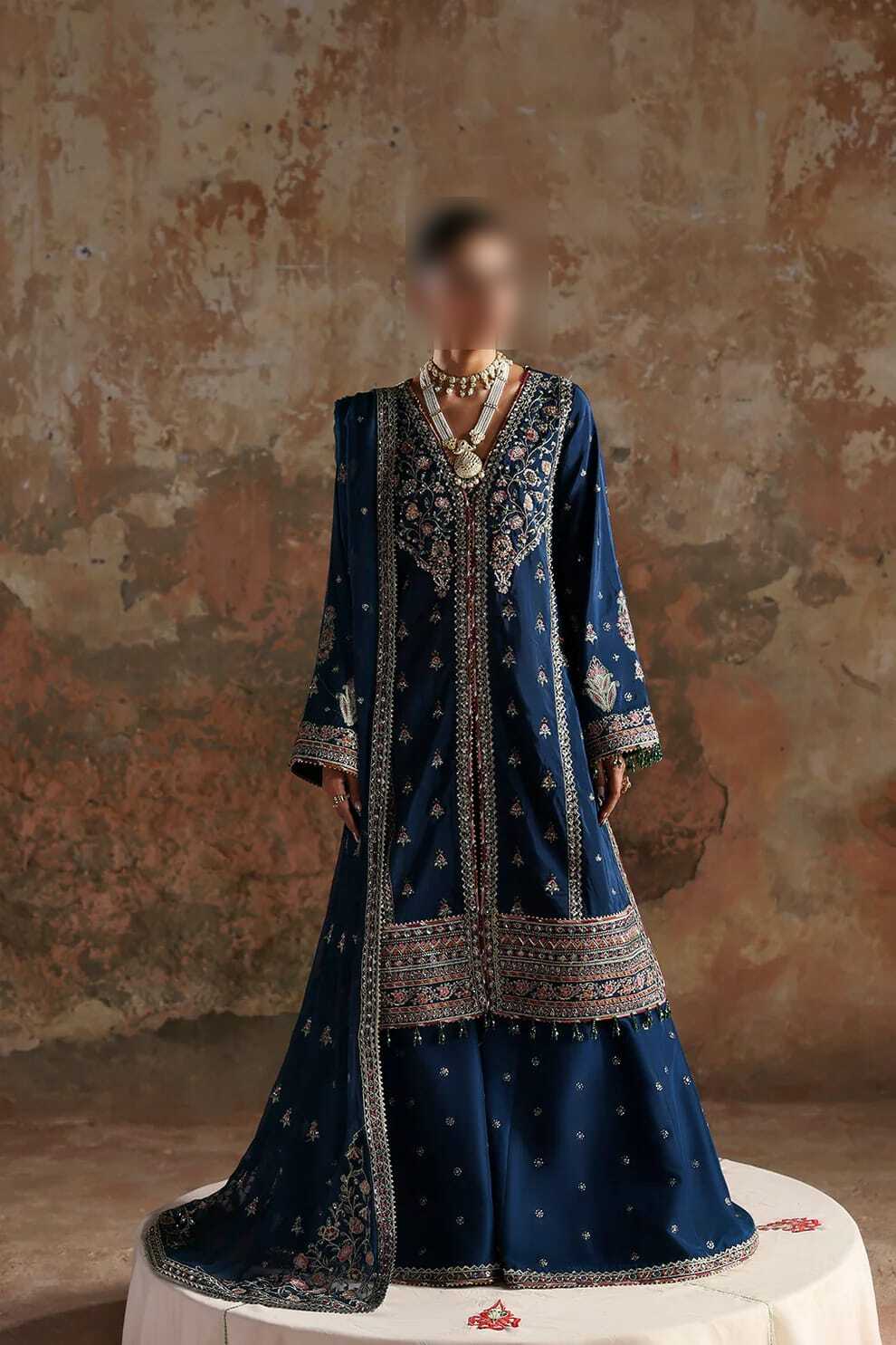 Blue Floraa Bridal Suit – Elegant Designer Wedding Outfit