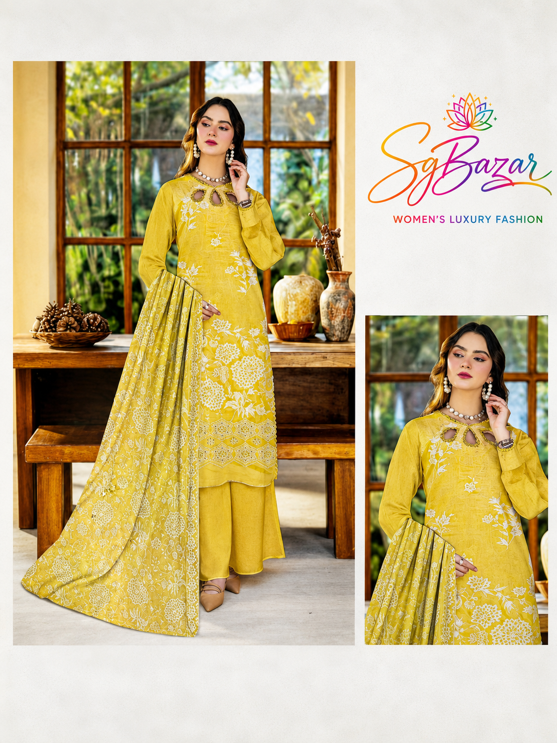 Women's 3-Piece Unstitched Embroidered Lawn Suit – Luxury Summer Collection